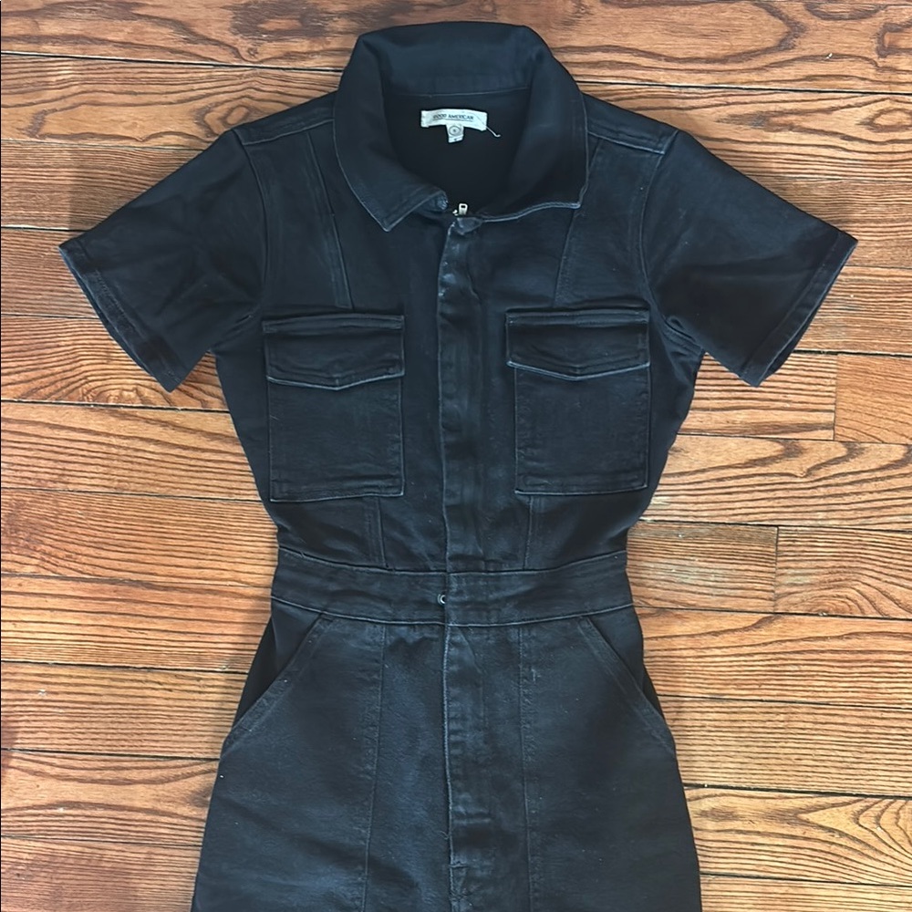 Good American Black Denim Jumpsuit